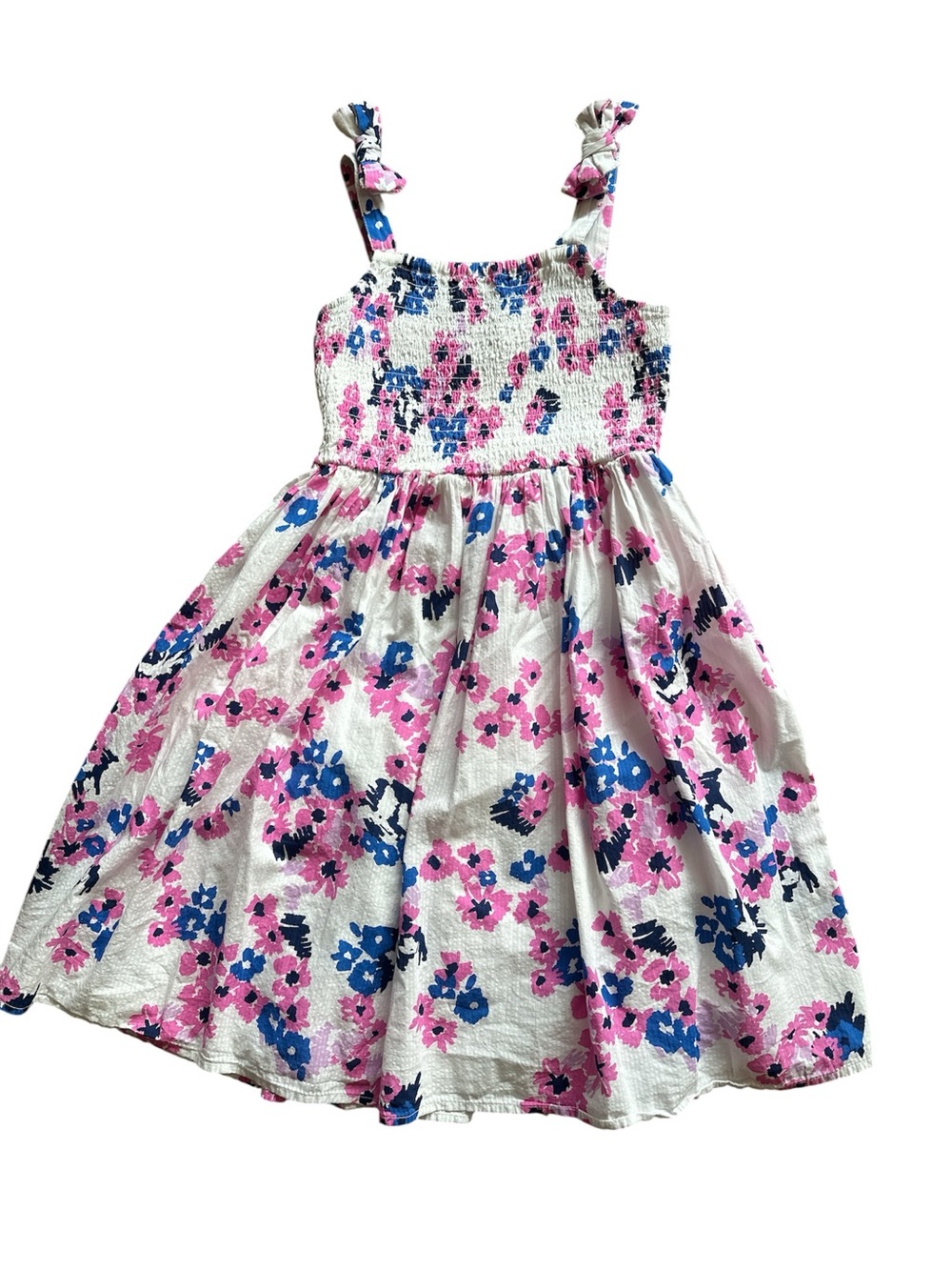 Mother and Girls' Pink & Blue Floral Smocked Sundress - Picture 2 of 5